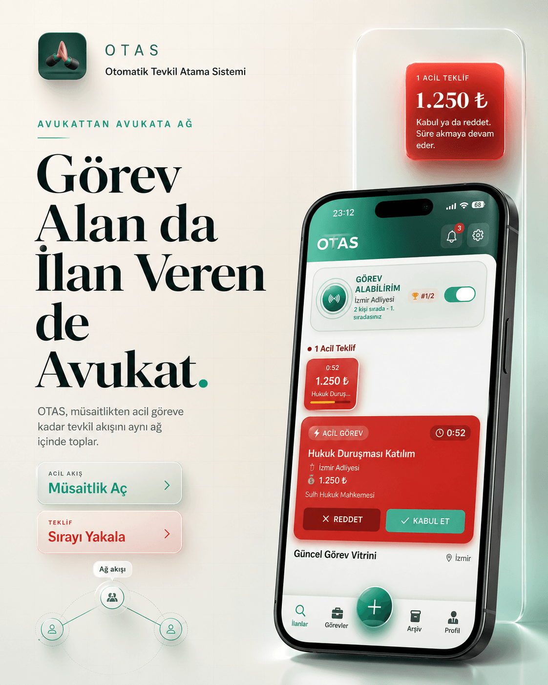 OTAS — avukatlar için tevkil platformu önizlemesi